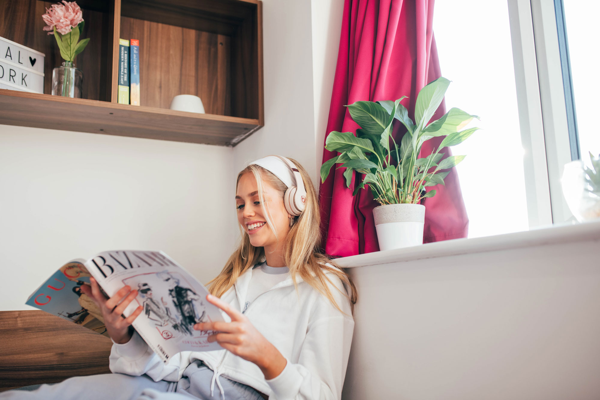 Young woman enjoying her student accommodation